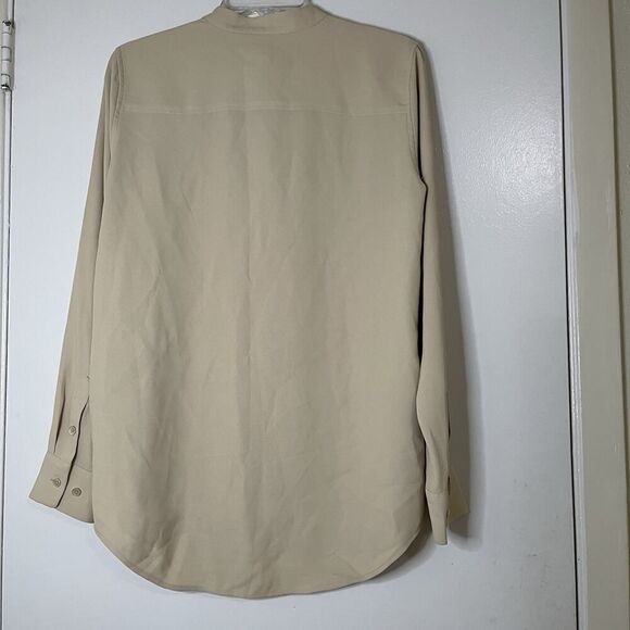 EQUIPMENT beige button down long sleeve blouse top size medium - Picture 6 of 7